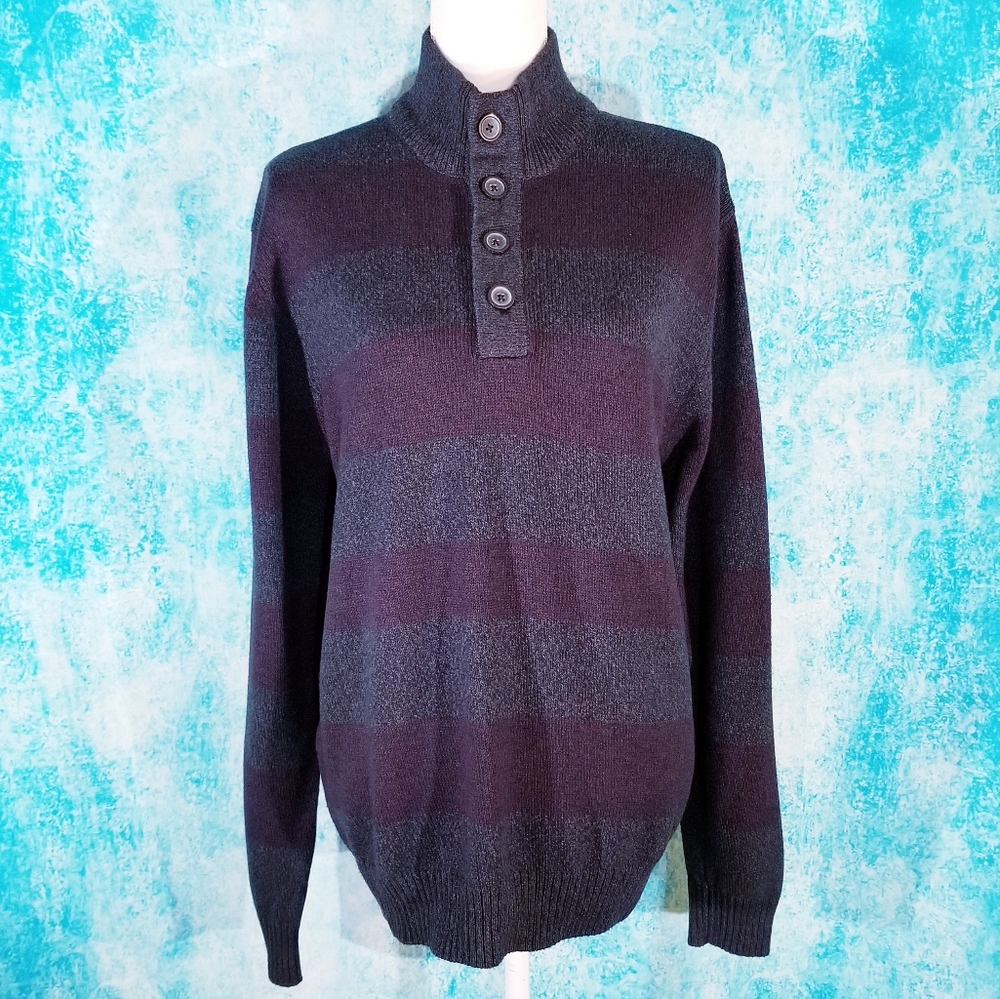 Great Northwest Striped Mock Neck Sweater